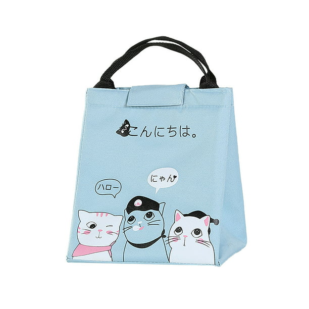 Cute Cartoon Cat Insulated Lunch Bag Thermal Lunchboxes Box School Picnic Travel 